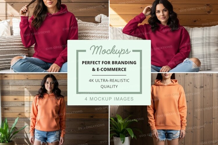 Hoodie mockup in red and orange colors example image 1