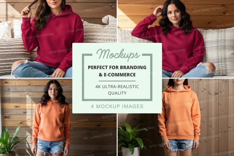 Hoodie mockup in red and orange colors