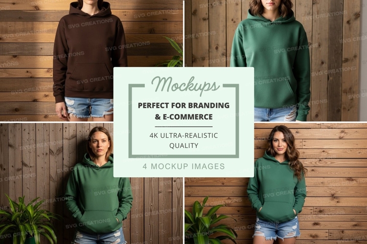 Hoodie mockup in brown and green colors