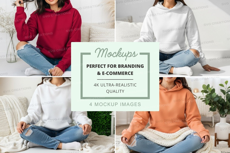 Hoodie mockup with models in relaxed setting