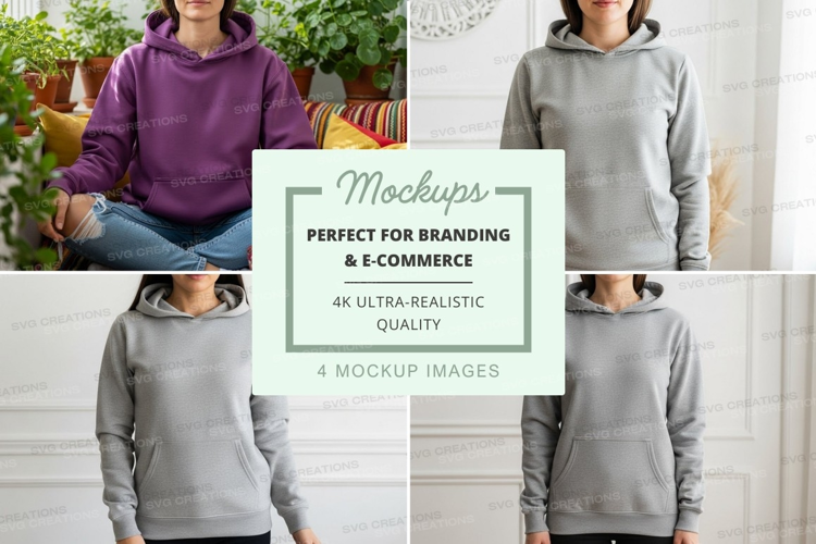 Hoodie mockup in purple and gray