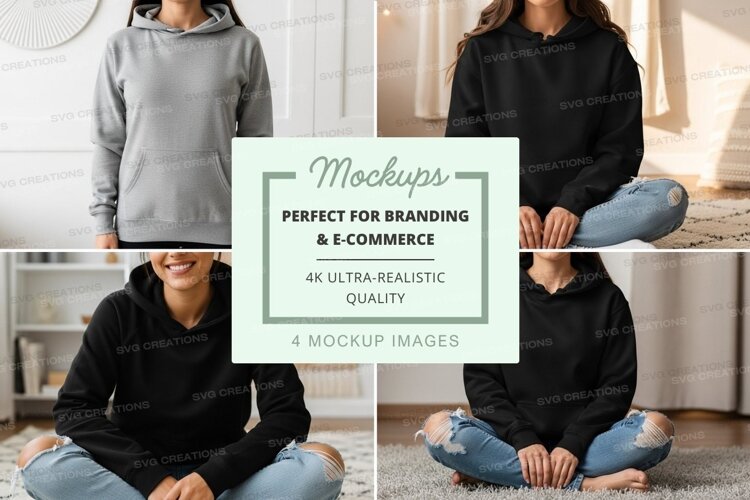 Hoodie mockup with multiple models example image 1