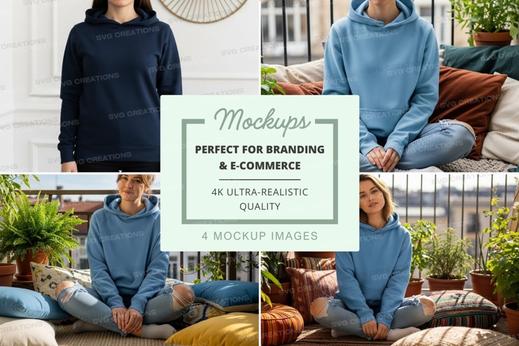 Hoodie mockup in blue and navy