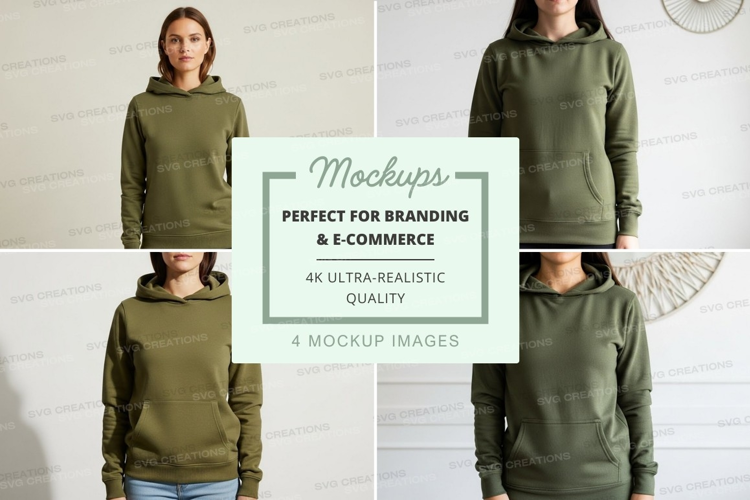 Olive green hoodie mockup