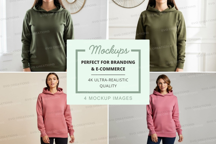 Hoodie mockup in olive green and pink