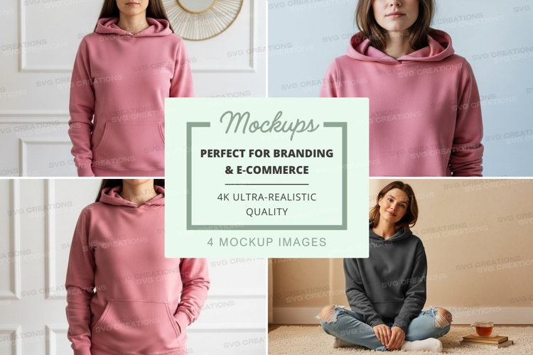 Hoodie mockup in pink and gray