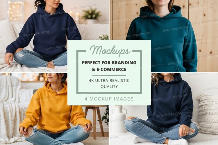 Hoodie mockup collection featuring multiple styles and color example image 1