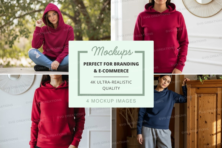 Hoodie mockup in various colors and settings
