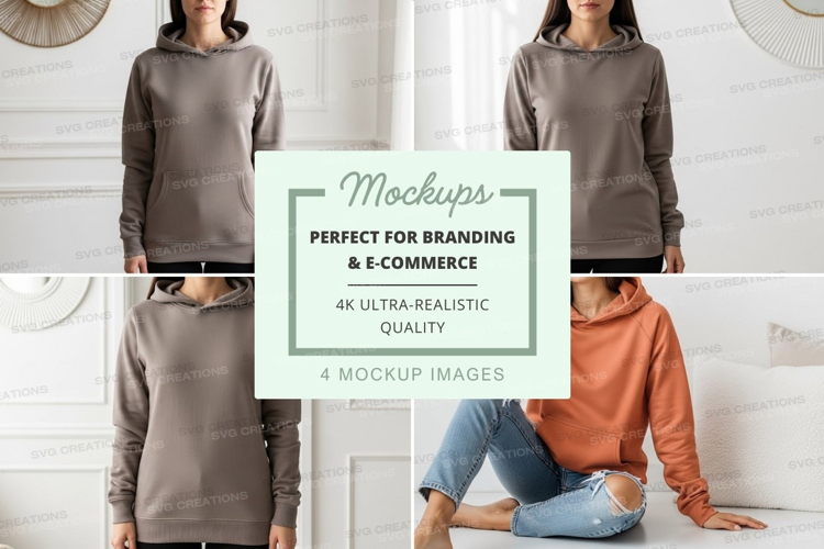 Hoodie mockup with multiple models and colors