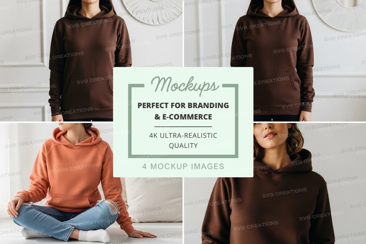 Hoodie mockup in brown and orange