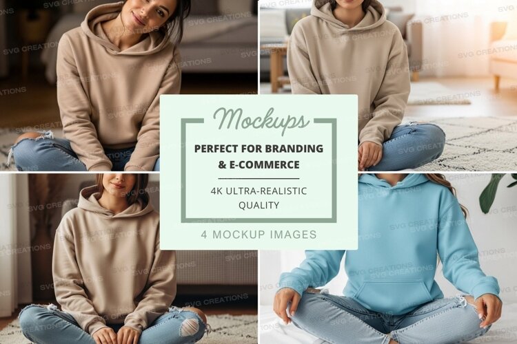 Hoodie mockup with multiple models in indoor setting example image 1