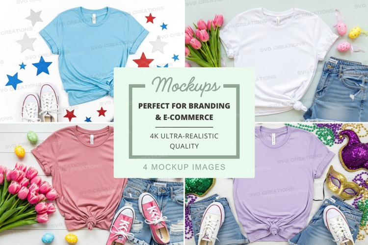 Colorful t-shirt and accessory mockup