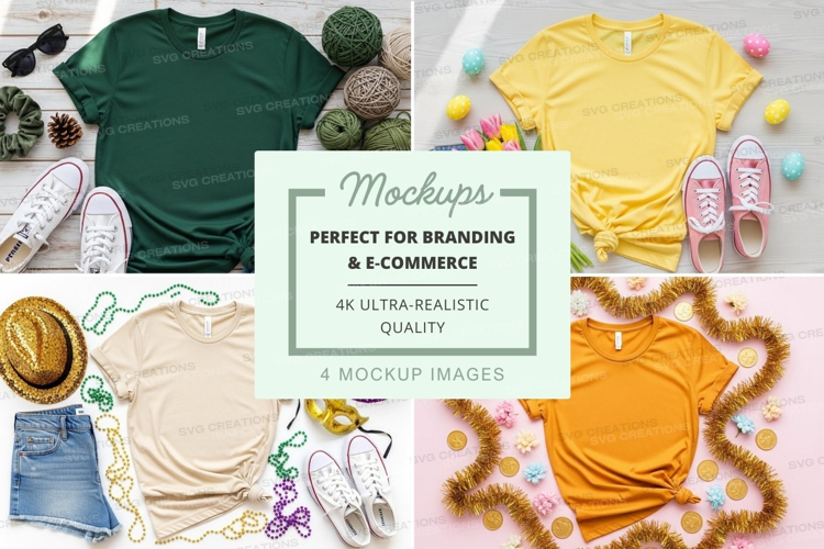 Mockup collection of t-shirts with various accessories