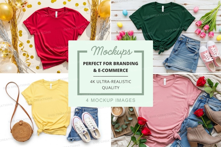 Vibrant t-shirt mockup with accessories