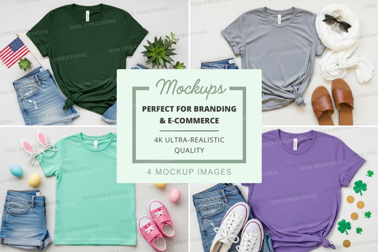 Colorful t-shirt mockup with accessories