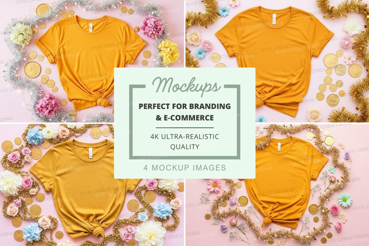 Golden t-shirt mockup