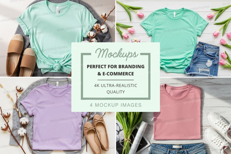Mockup: pastel t-shirts with accessories