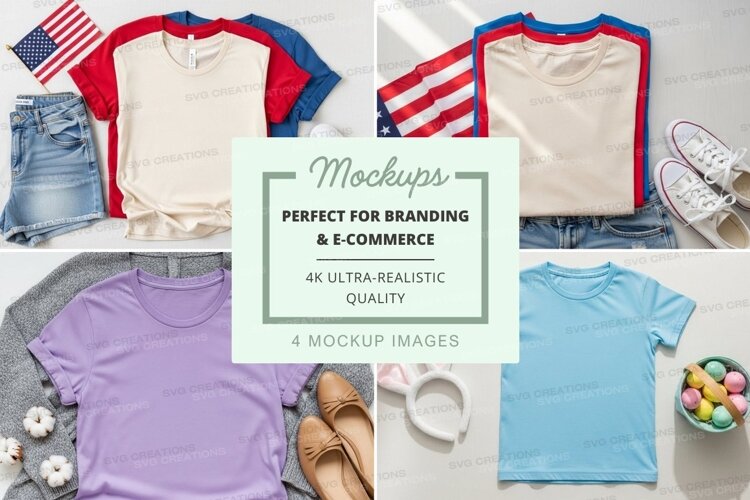 Mockup: assorted t-shirts with accessories example image 1