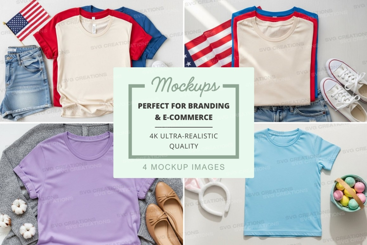 Mockup: assorted t-shirts with accessories