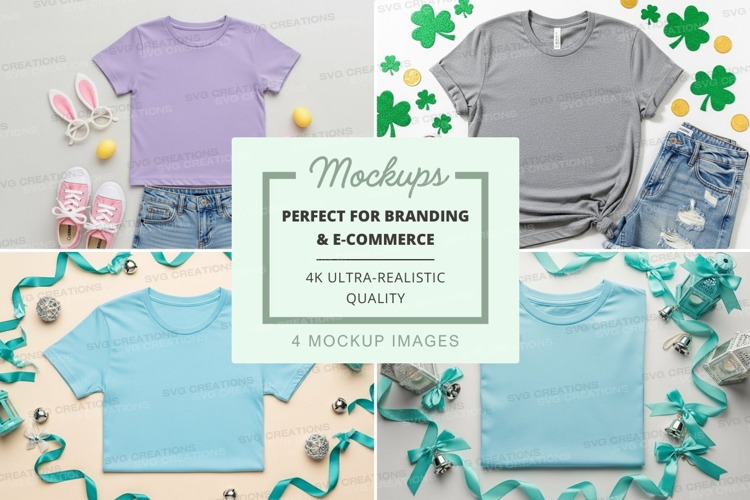 Mockup of kids' clothing with easter decorations
