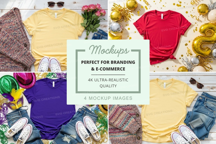 Mockup: colorful fashion flat lay
