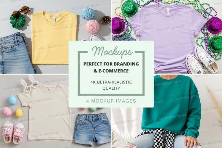 Mockup: spring fashion flat lay