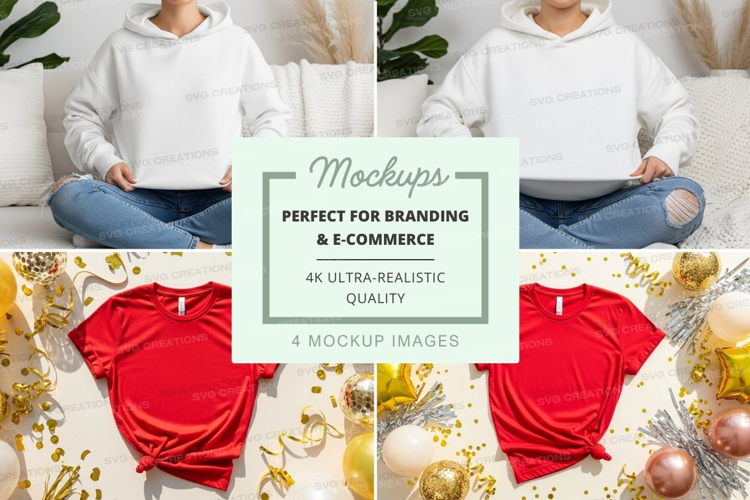 Mockup of casual wear with holiday decorations