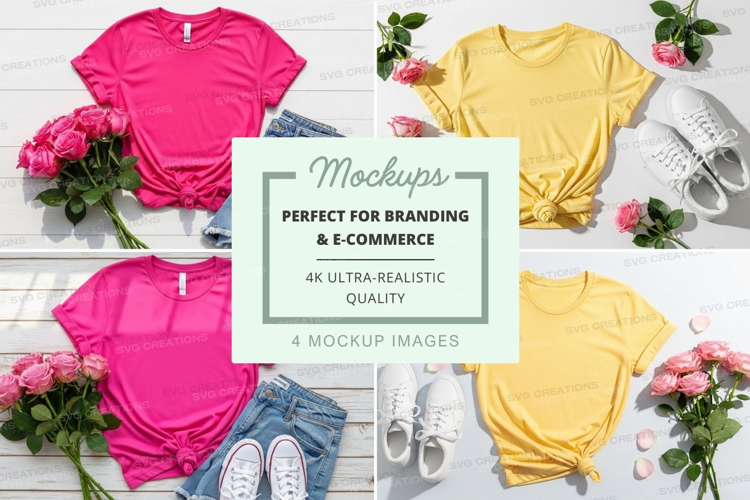 Colorful t-shirt mockup with accessories