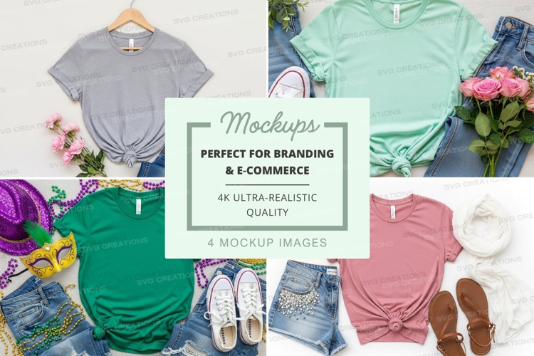 Casual summer outfits with t-shirts and accessories mockup
