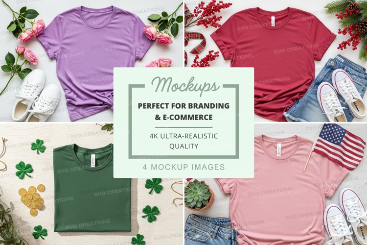 Colorful t-shirt mockup with accessories