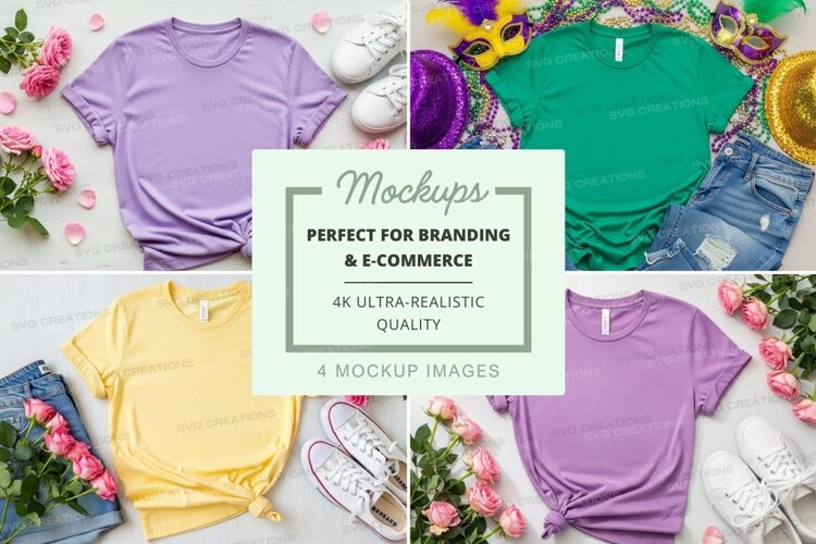 Colorful t-shirt mockup with accessories example image 1