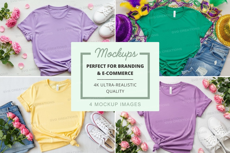 Colorful t-shirt mockup with accessories