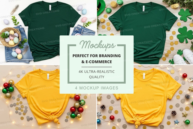 St. patrick's day and christmas t-shirt mockup