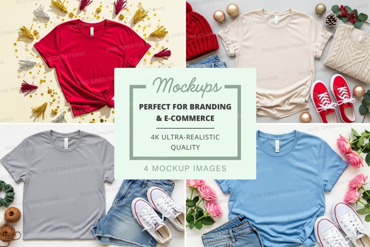 Mockup: casual t-shirts with accessories