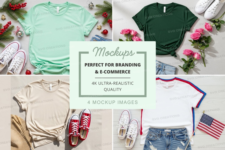 Mockup: casual summer outfits with t-shirts and accessories