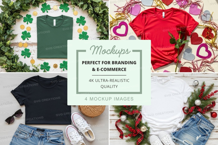 St. patrick's day and valentine's day t-shirt mockup