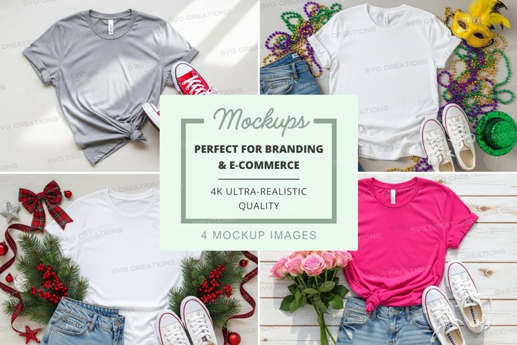Mockup of t-shirts with various accessories
