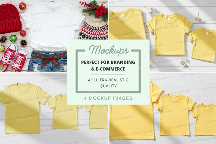 Holiday-themed baby and kids clothing mockup