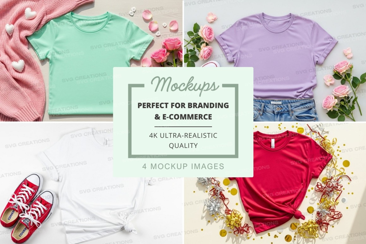 Colorful t-shirt mockup with accessories