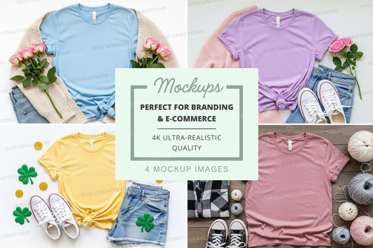 Colorful t-shirt mockup with accessories
