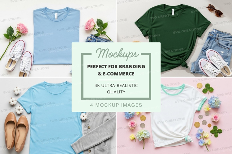 Mockup collection of t-shirts with accessories
