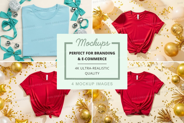 Christmas themed t-shirts mockup