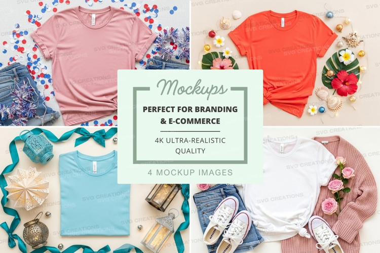 Mockup collection of colorful t-shirts