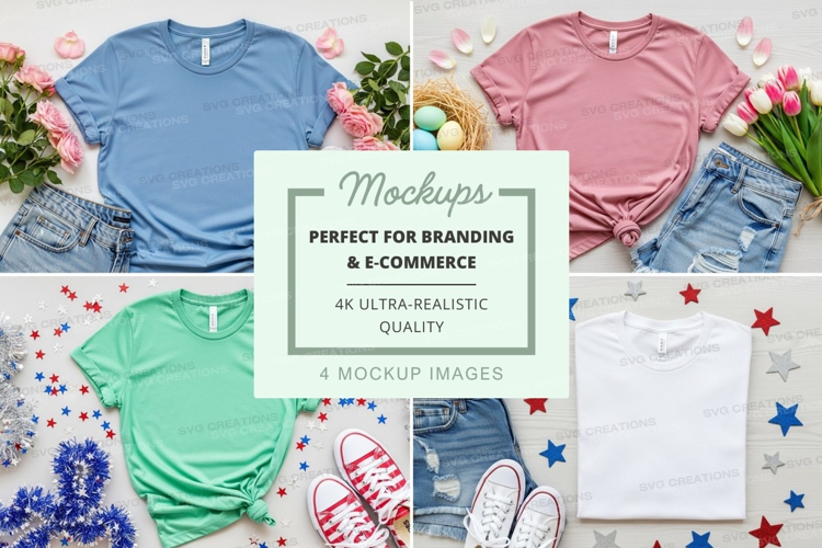 Colorful t-shirt and accessory mockup