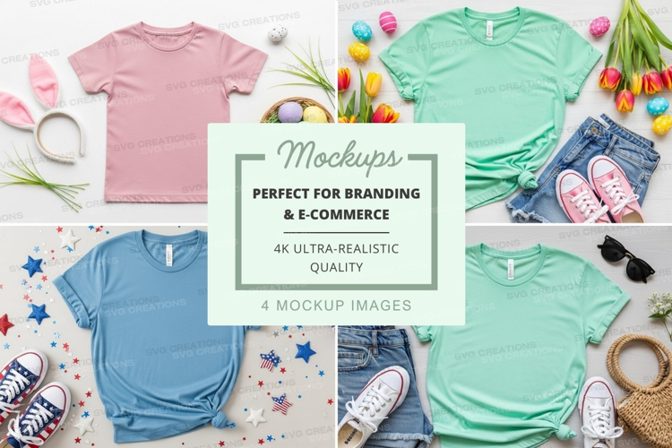 Colorful t-shirt mockup with easter and summer themes
