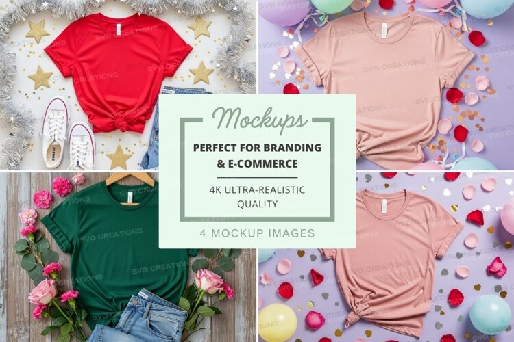 Mockup of colorful t-shirts and accessories example image 1
