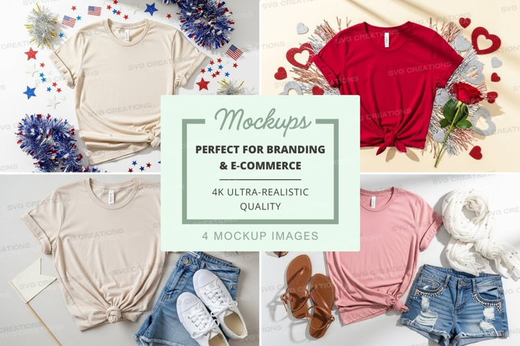 Mockup: casual summer outfits with t-shirts and accessories