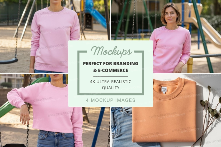 Pink long sleeve t-shirt mockup on swing