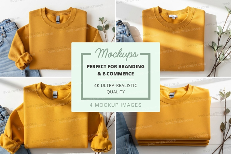 Mustard yellow sweatshirts mockup