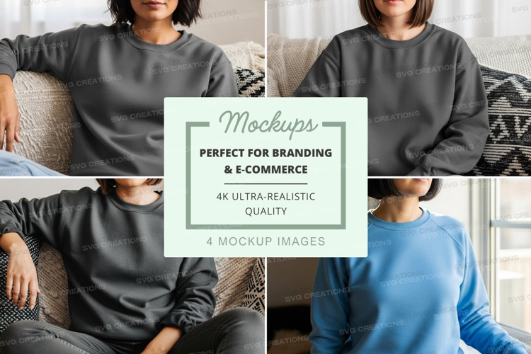 Group mockup of sweatshirts in gray and blue